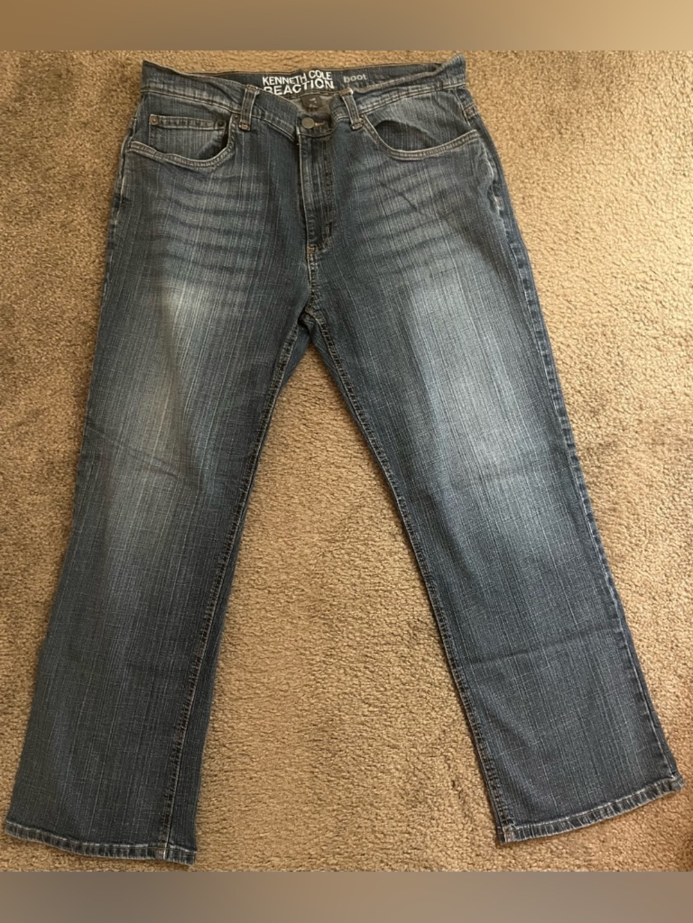 Kenneth Cole Reaction Men's Faded Blue Bootcut Jeans